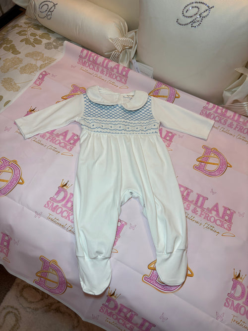 Blue Pima cotton Babygrow