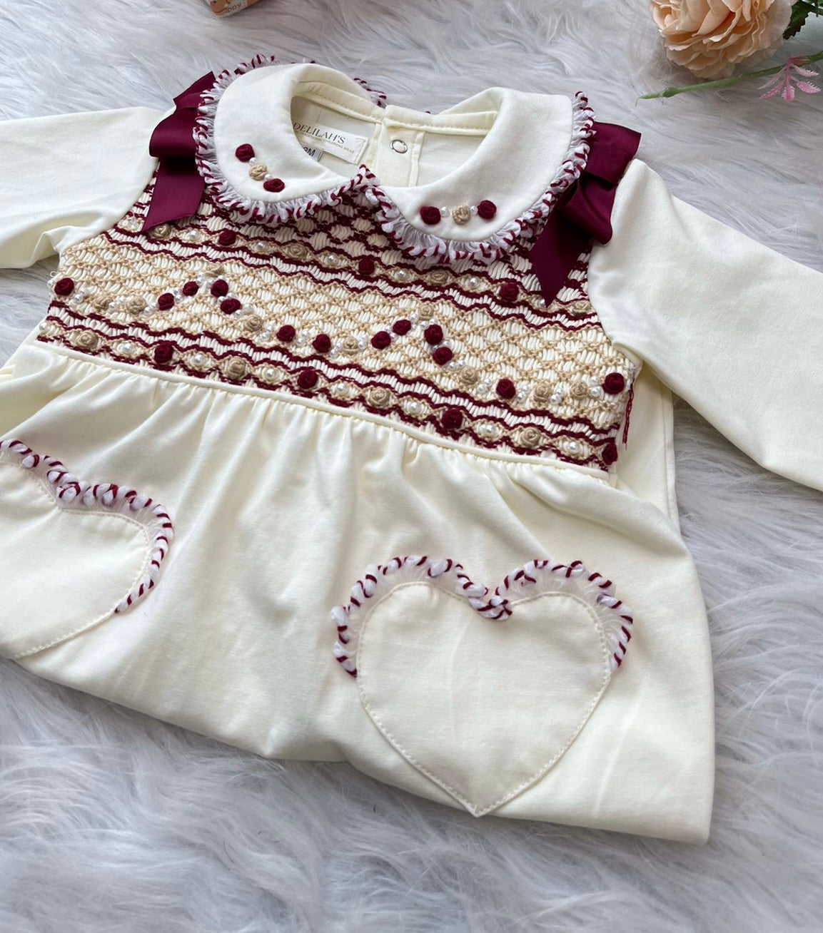 Girls smocked Babygrow