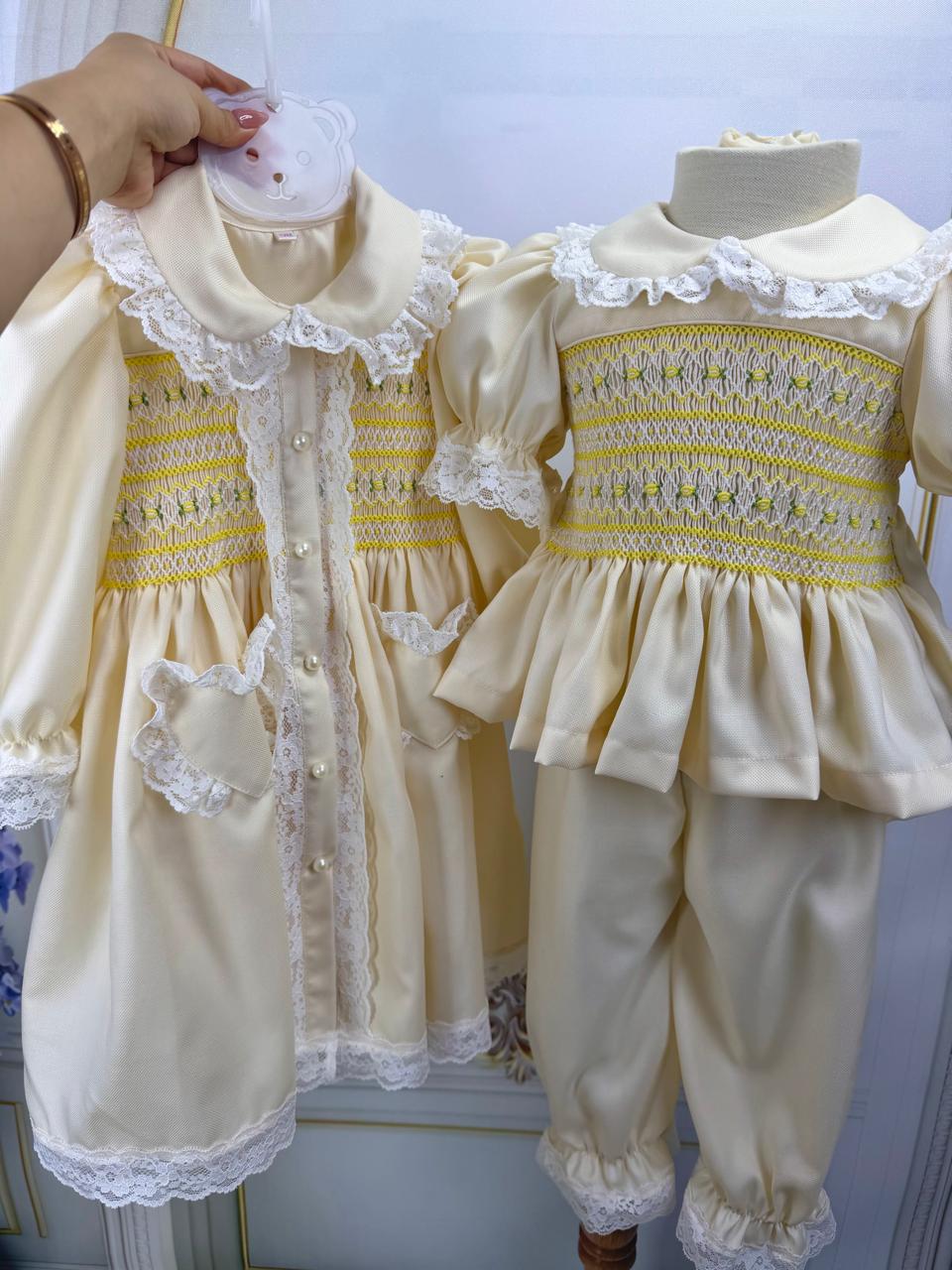 Annalise lemon smocked pyjamas