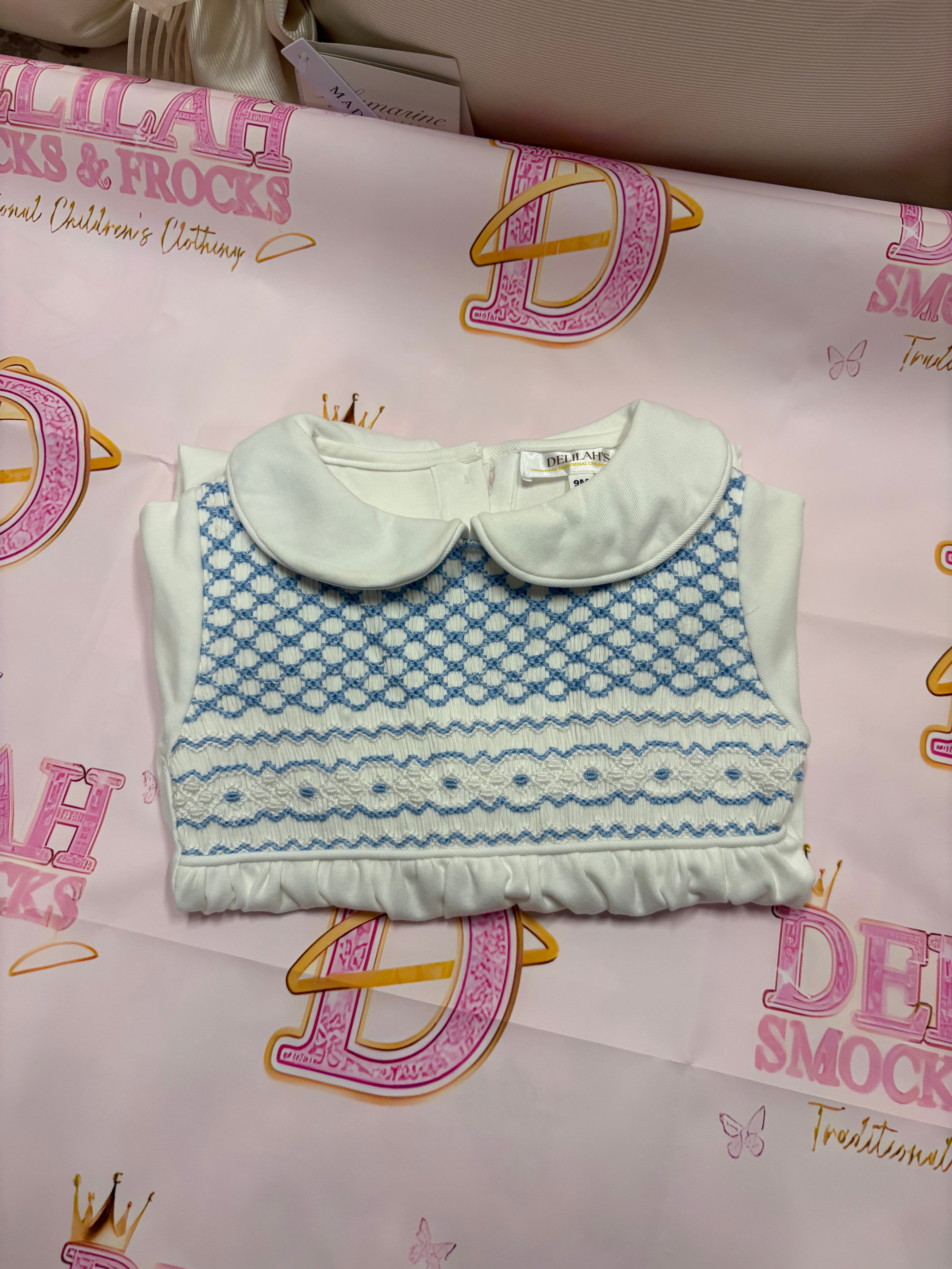 Blue Pima cotton Babygrow