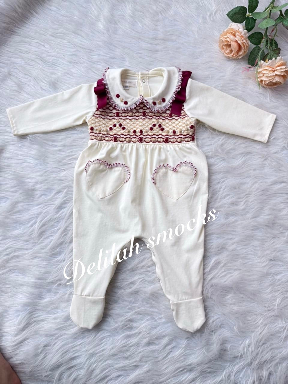 Girls smocked Babygrow