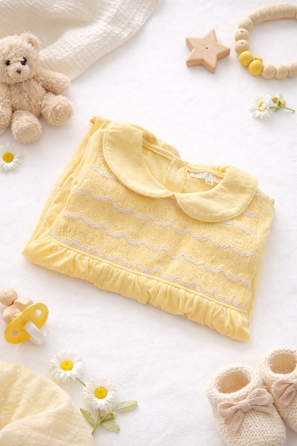 Lemon smocked Babygrow