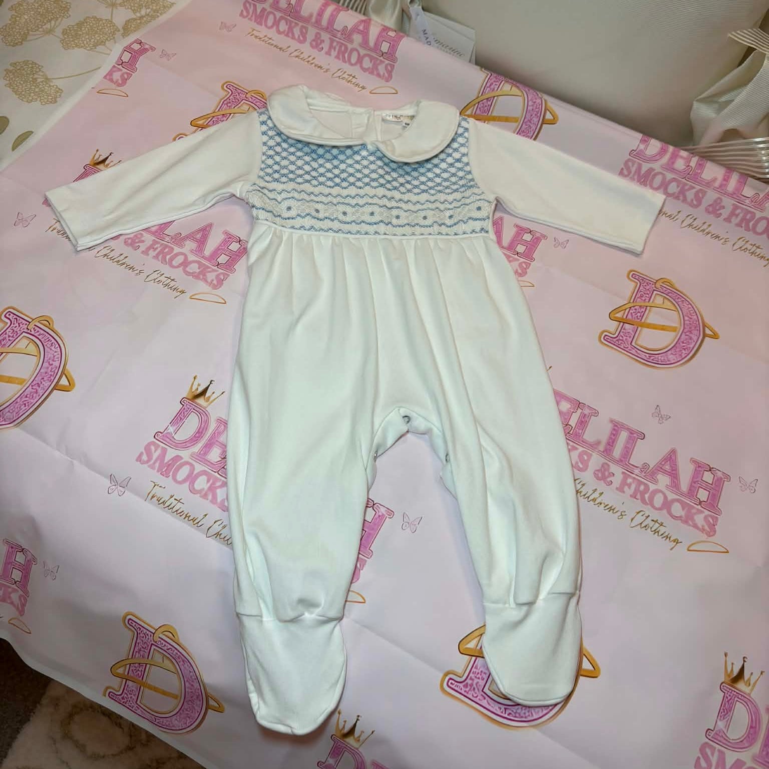 Blue and white Babygrow