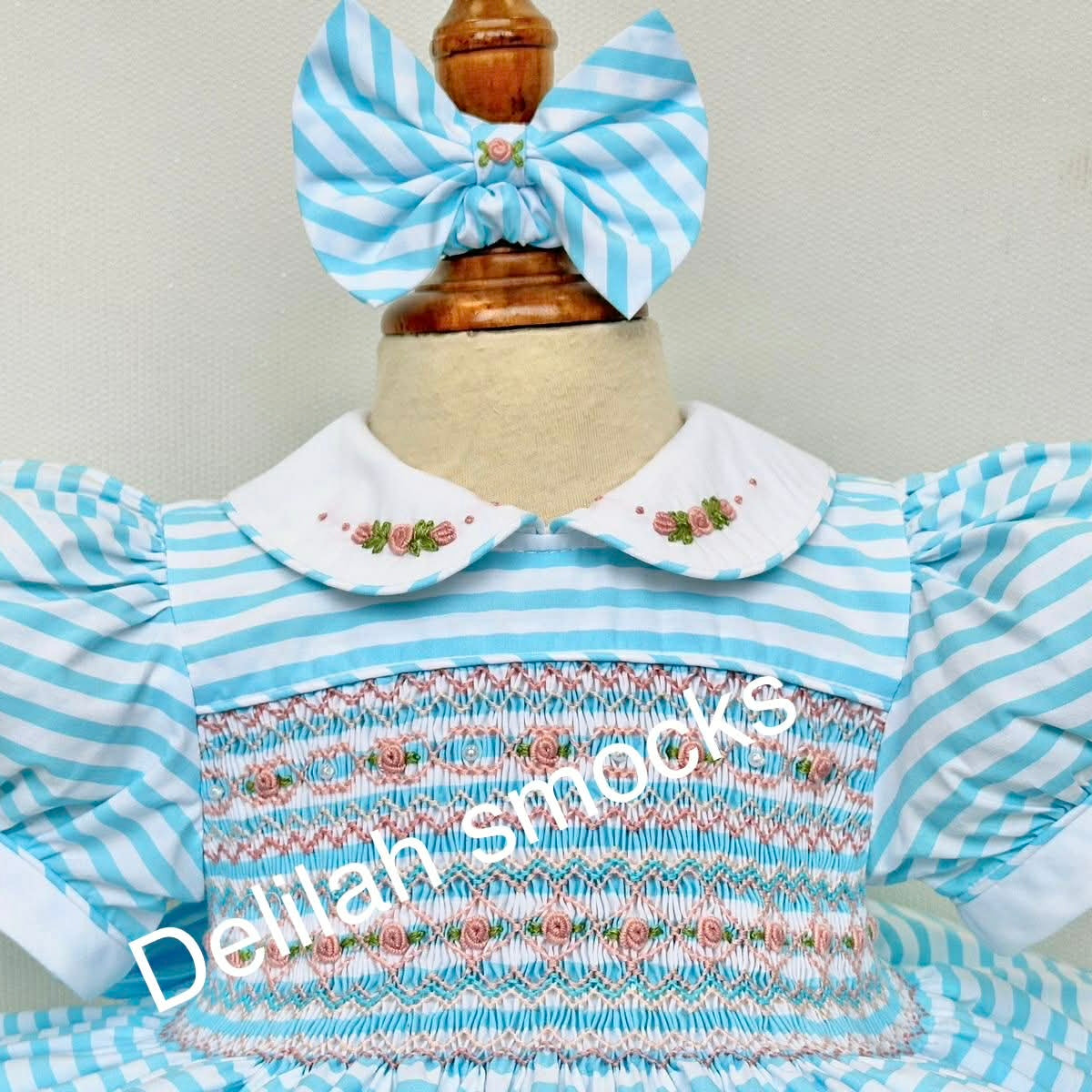 Turquoise hand smocked dress